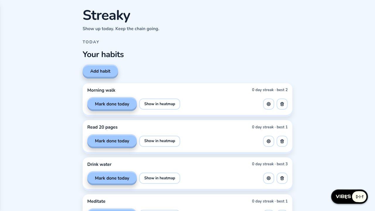 Platform screenshot of the Personal tracker app built in round six